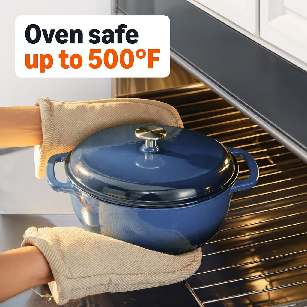 Amazon Basics Enameled Cast Iron Dutch Oven Pot With Lid, 7.3-Quart
