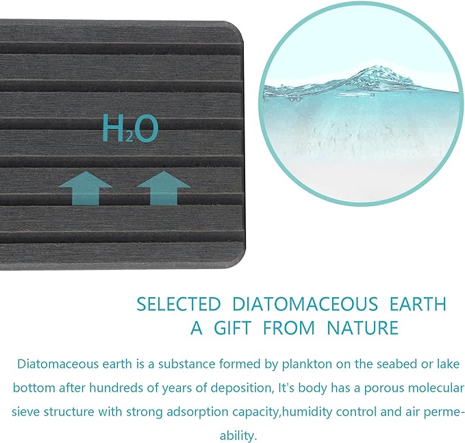 NiuYichee 2 PCS Water Absorbent diatomite Coasters, 8.3" x 4" Water Absorbing - Image 3