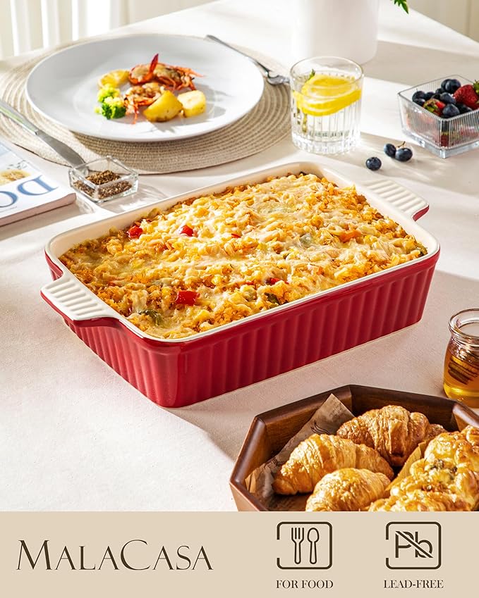 MALACASA 4.4 QT Baking Dish, 9x13 Large Casserole Dish - Image 3