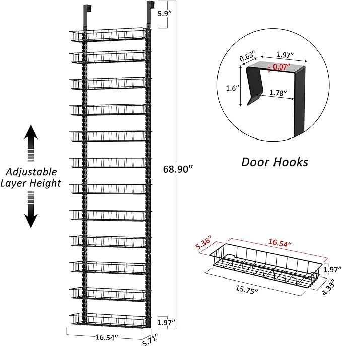 Churboro Over the Door Pantry Organizer Rack - Image 2