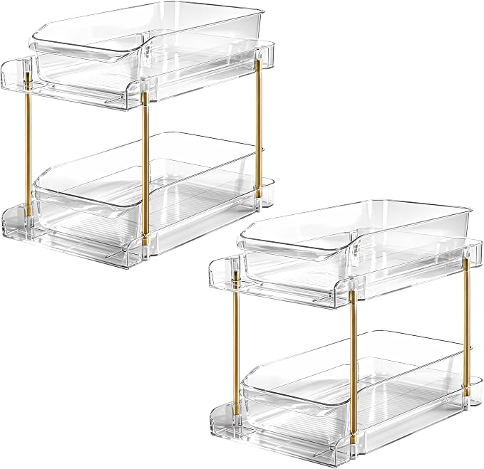 LAREKUN2pack 2-Tier Organizer & Storage Unit Stackable Bathroom Cabinet by LAREKUN
