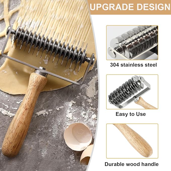 Pastry Lattice Roller Cutter, Stainless Steel Multi-Wheel Dough Cutter - Image 5