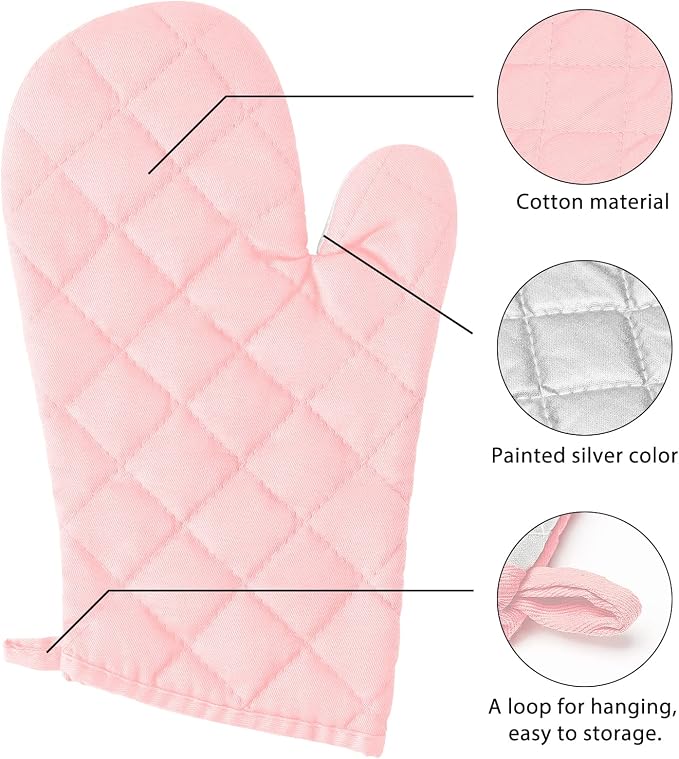 GROBRO7 6Pcs Cotton Oven Mitts and Pot Holders Set Heat Resistant Hot Pads - Image 3