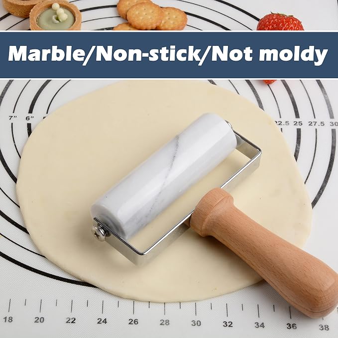 Tianman Small Marble Rolling Pin Pizza Roller, Marble Pastry Roller Non-Stick - Image 3