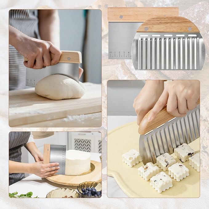 5 Pcs Bench Scraper, Bench Scraper Kitchen 2 Pcs Stainless Steel Dough Scraper - Image 7