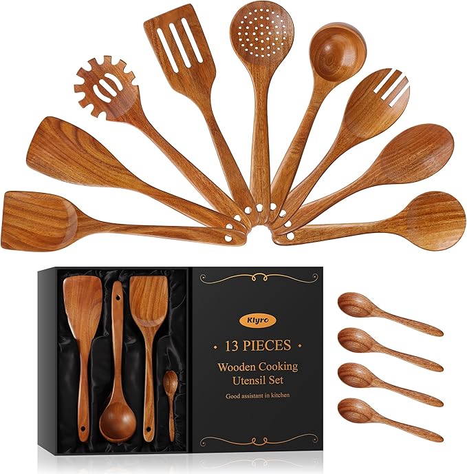 KLYRO 13 Pcs Wooden Cooking Utensil Set by KLYRO