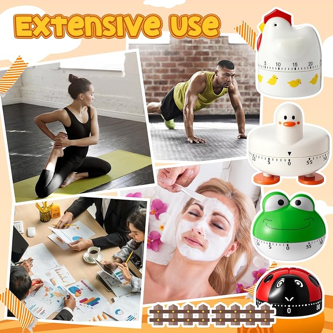 Amylove 4 Pieces Cute Kitchen Timer, Animal Mechanical Manual, 60 Minutes Loud - Image 5