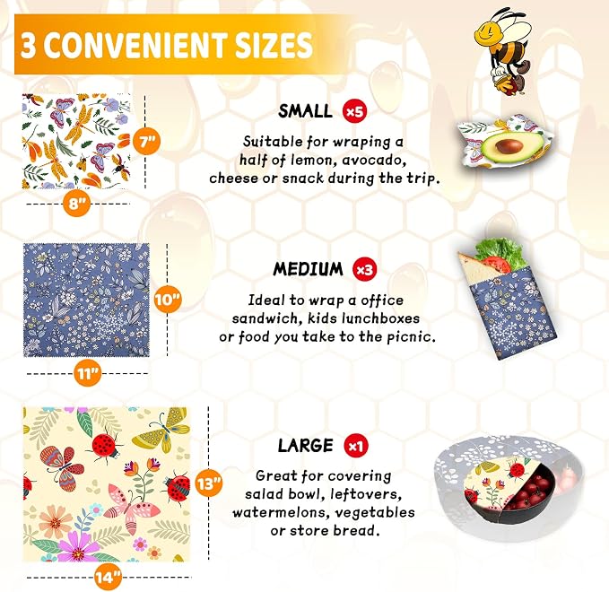 Beeswax Wrap, Beeswax Wraps For Food, Sustainable, Beeswax Food Wrap for - Image 3
