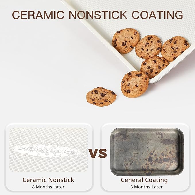 HONGBAKE 3 Pack Nonstick Ceramic Baking Sheet Pan Set - Image 2