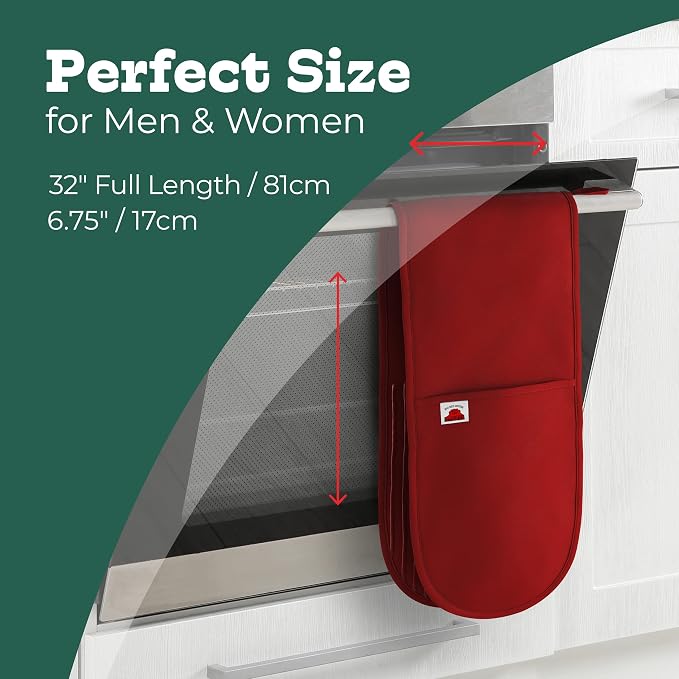 Red Double Oven Mitt Kitchen Protection - Image 5