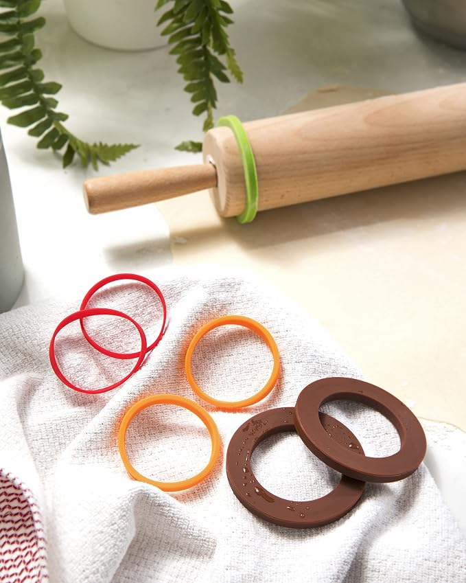 Talisman Designs Silicone Rolling Pin Bands | 8 Piece Set | Ensure Dough - Image 3