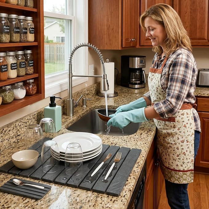 Large Stone Dish Drying Mat for Kitchen Counter, Home Essentials - Image 7