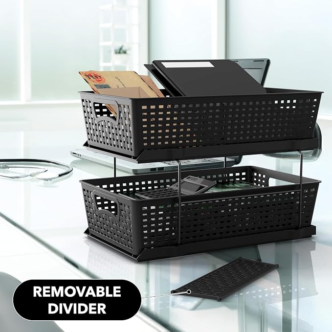 Simple Houseware 2 Tier Bathroom Organizer Tray Pull-Out Sliding Drawer - Image 9