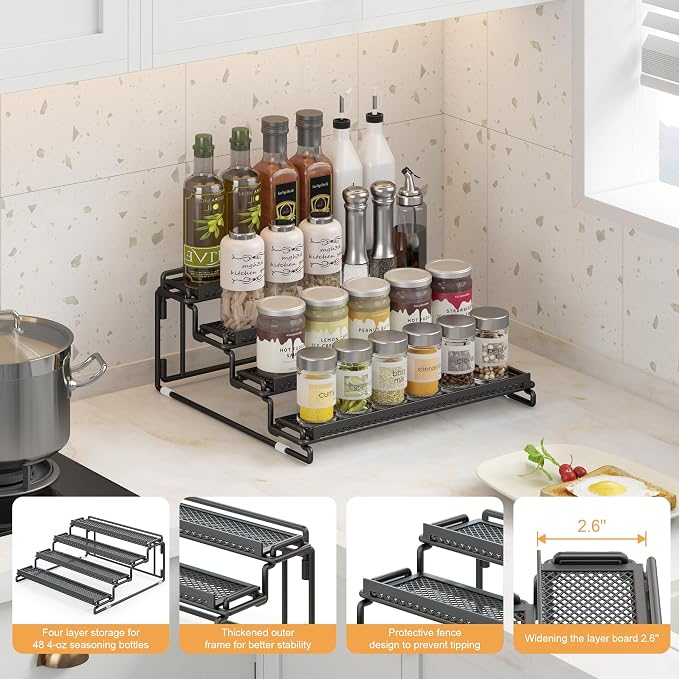 4 Tier Spice Rack Organizer for Cabinet - Image 4