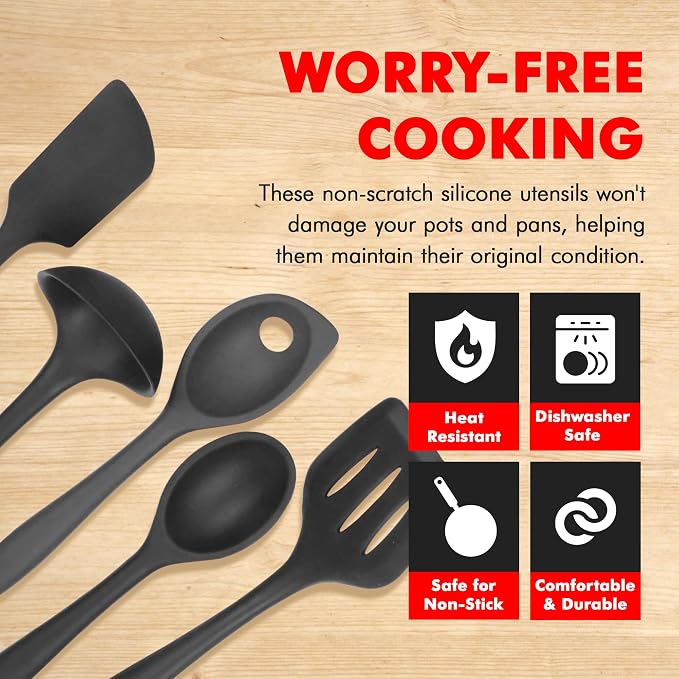Chef Craft Premium Silicone Kitchen Tool and Utensil Set, 5 Piece - Image 3