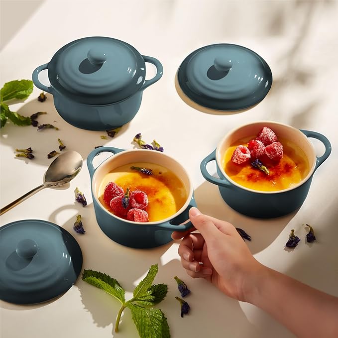 Kook Ceramic Mini Cocotte Set, Small Casserole Dishes - Image 2