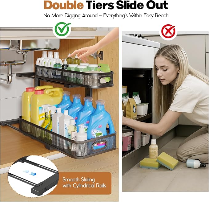 2 Pack 21.3IN-Depth Under Sink Organizer - Image 3
