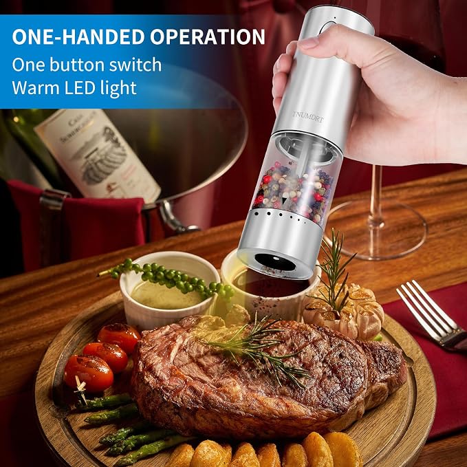Electric Salt and Pepper Grinder Set Stainless steel, Large Capacity Automatic - Image 4
