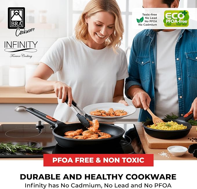 BRA COOKWARE Infinity 2-Piece Nonstick Frying Pan Set | 8 & 10.2 Inch Cast - Image 7