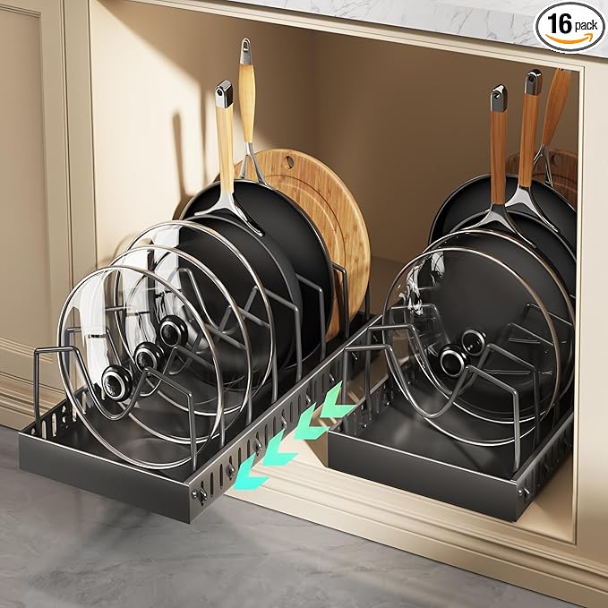 Lozovin Pull Out Pots and Pans Organizer Under Cabinet, Sliding Lid Holder and by Lozovincablemanagementtray