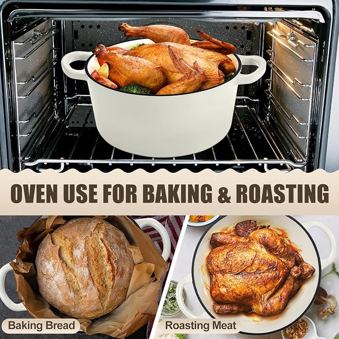 P&P CHEF 7QT Enameled Dutch Oven, Cast Iron Dutch Oven Pot - Image 6