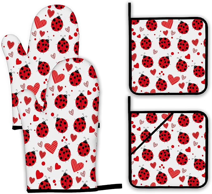Cute Ladybug Oven Mitts and Pot Holders by Unknown