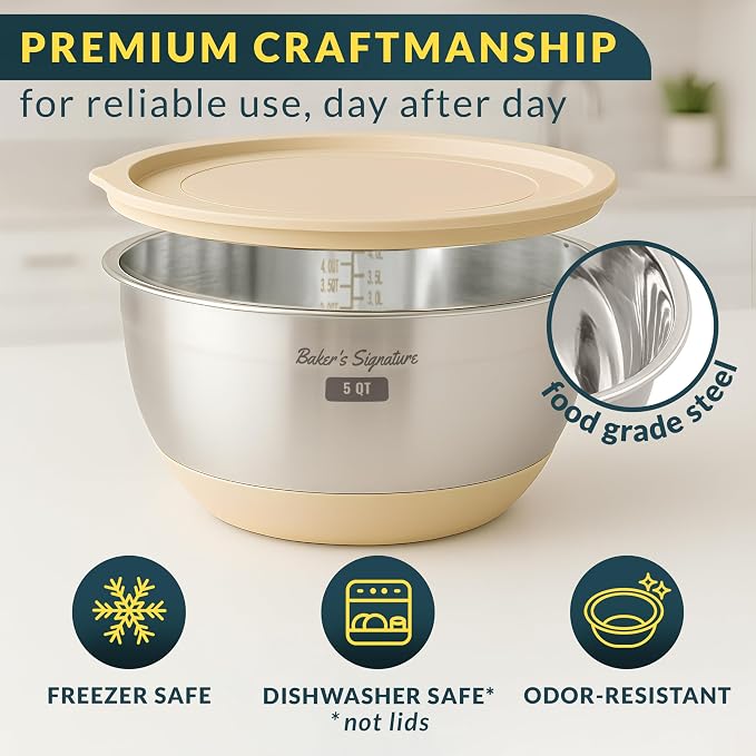 Baker's Signature Stainless Steel Mixing Bowls - Image 4