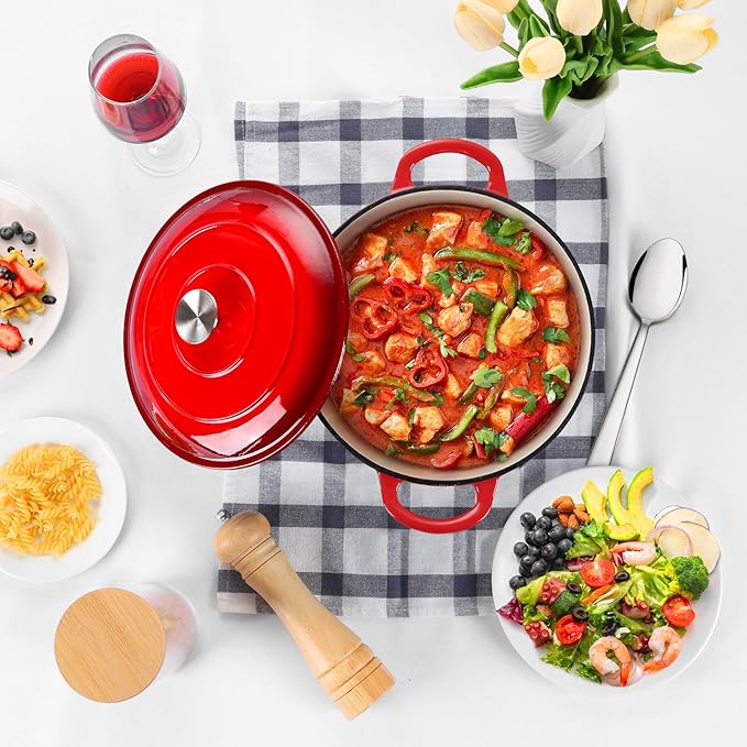 P&P CHEF 6QT Enameled Dutch Oven, Cast Iron Dutch Oven Pot - Image 8