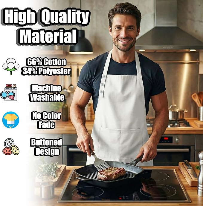 TOSHE Kitchen Apron Waterdrop Resistant Cotton Apron - Image 3