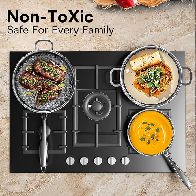 Non Stick Frying Pans with lid, 12 inch Hybrid Frying Pans Nonstick, non stick - Image 3