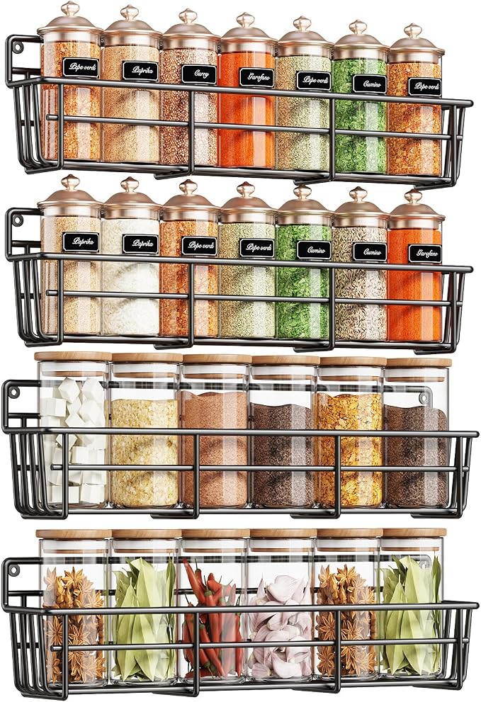 Mystozer Spice Rack Organizer Wall Mount, Hanging Spice Pantry Storage Shelf by Mystozer