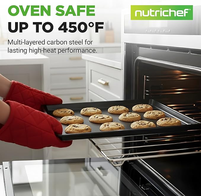 NutriChef 3-Piece Nonstick Baking Sheet Set – Non-Toxic Cookie Sheets - Image 2