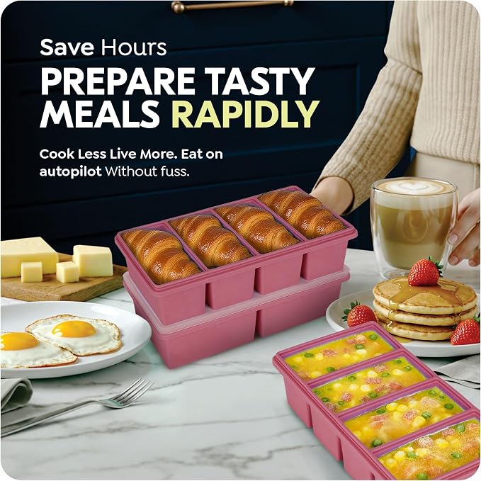 Silicone Freezer Trays with Lids, 2 Cup & 1 Cup Soup Container Style Ice Cube - Image 7
