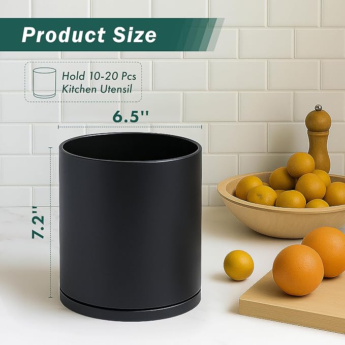 D'vine Dev 360° Rotating Utensil Holder – 7.2" Kitchen Utensil Crock - Image 2