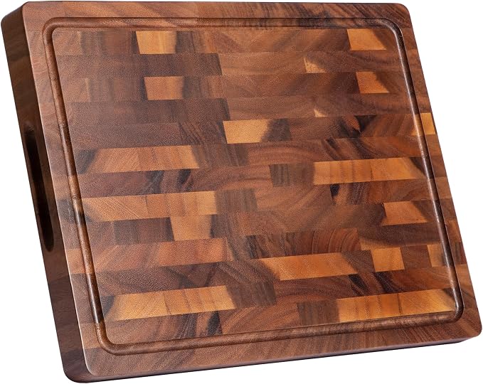 Walnut Cutting Boards for Kitchen, End Grain Wooden Cutting Board Double Sided by FyctioHome
