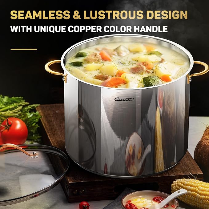 Ciwete Stock Pot 20 Quart, 3 Ply Stainless Steel Stock Pot - Image 6