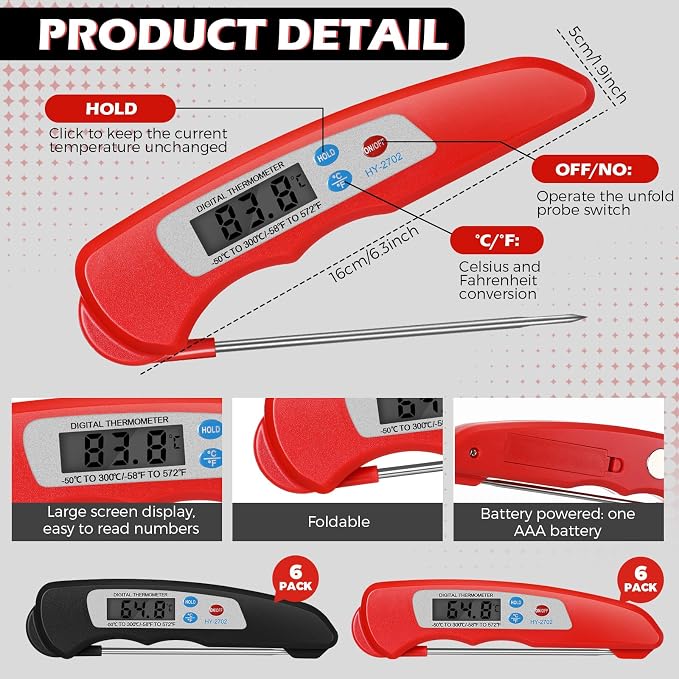 Xuhal 12 Pcs Digital Meat Thermometer - Image 2