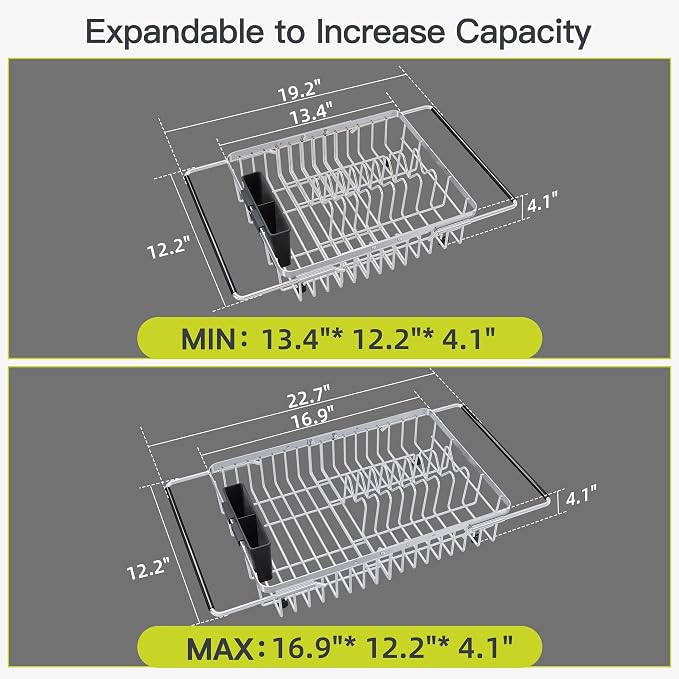 Expandable Stainless Steel Dish Drying Rack Over The Sink - Image 4