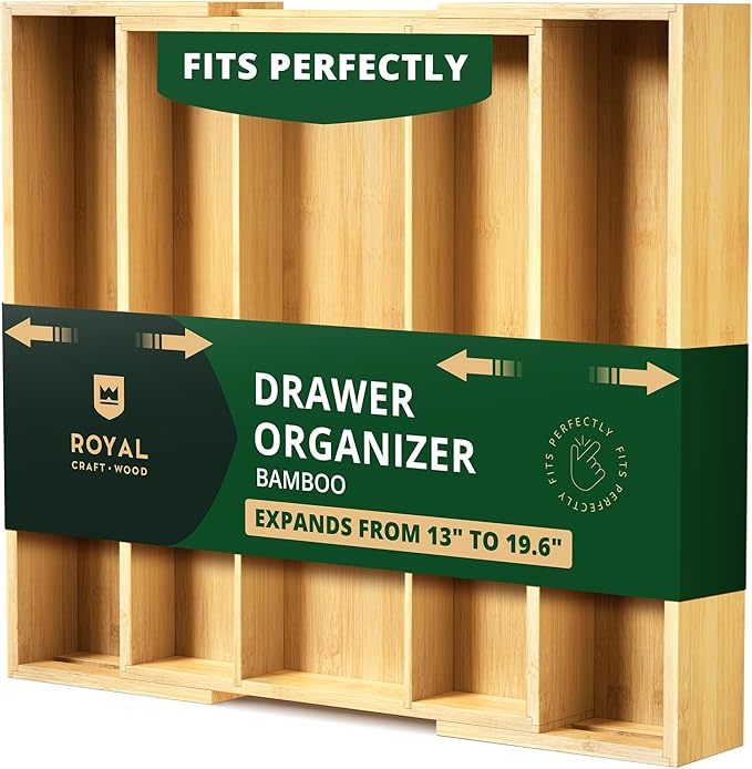 ROYAL CRAFT WOOD Luxury Bamboo Kitchen Drawer Organizer by RoyalCraftWood