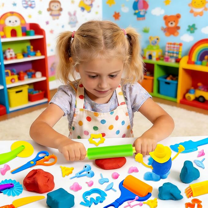 Dough Tools for Kids, 47-Piece Kids Clay and Dough Tool Kit– Includes Roller - Image 3