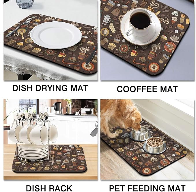 Coffee Bar Mat Accessories for Countertop Super Absorbent Anti-Slip Silicone - Image 2