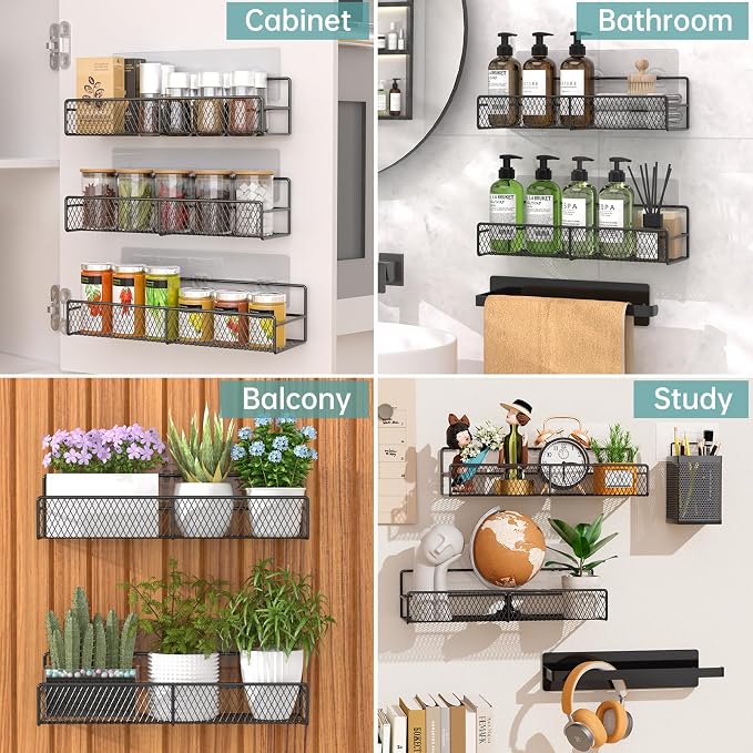 DTUQYX Spice Rack Wall Mounted 6 Pack: 100% Metal & Strong Adhesive Spice - Image 7