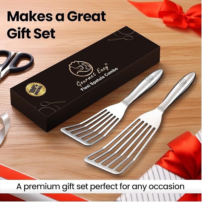 Stainless Steel Fish Spatula Set – 1 Large Fish Turner + 1 Small Metal Spatula - Image 7
