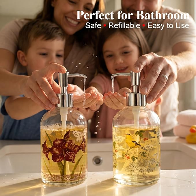 17oz Glass Soap and Lotion Dispenser Bottle - Image 4