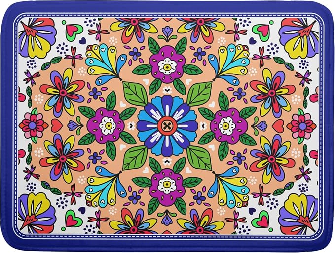 Mexican Talavera Dish Drying Mat Navy Blue Large Microfiber Dish Drain Pad by Giwawa