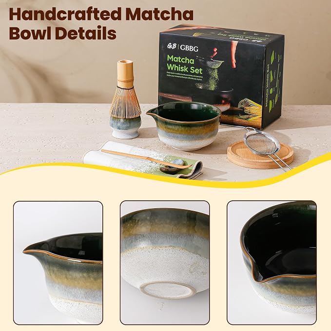 Matcha Whisk Set, Ceramic Matcha Kit Desert Style, Matcha Whisk and Bowl - Image 7