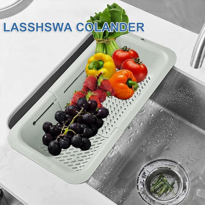 LASSHSWA Collapsible Colander for Kitchen, Over the Sink Strainer Basket for - Image 2