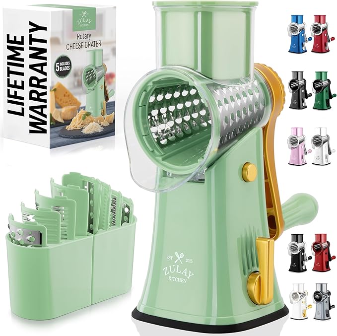 Zulay Kitchen Rotary Cheese Grater 5 Blade Cheese Shredder by ZulayKitchen
