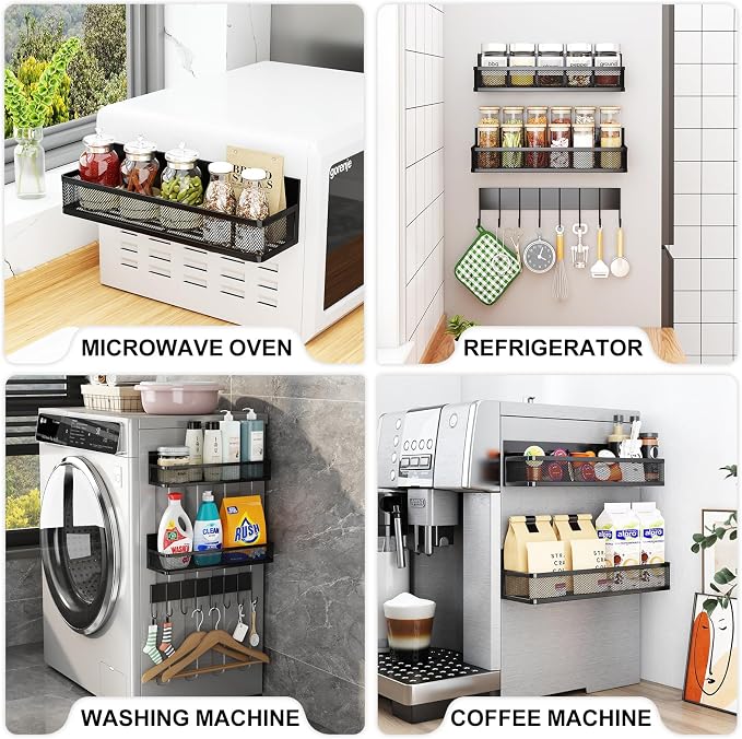 Aufworld Magnetic Spice Rack for Refrigerator, 3 Pack Magnetic Shelf, Moveable - Image 6