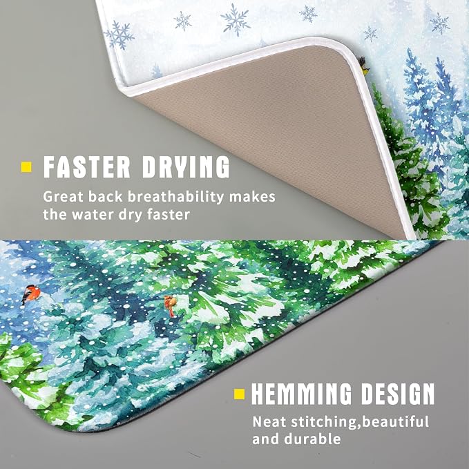 Winter Dish Drying Mat Forest Kitchen Mat - Image 3